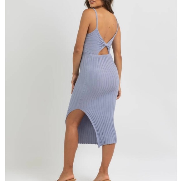 Indikah sweater dress size large blue sparkly , side slit open back - Picture 2 of 7